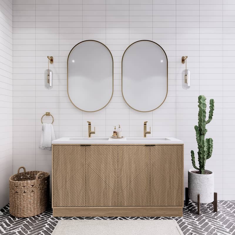 Milano 60" Freestanding Bathroom Vanity with Double White Acrylic Sink