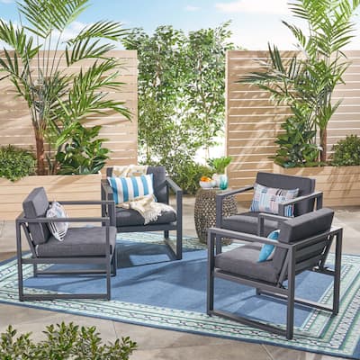 Navan Outdoor Aluminum Club Chairs (Set of 4) by Christopher Knight Home