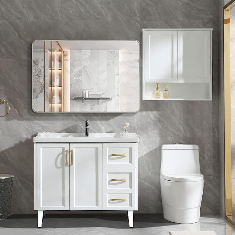 Bathroom Mirror for Over Sink Wall Mirror Metal Frame Rounded Rectangular Vanity Mirrors for Bedroom Living Room Entryway Decor - 30" x 40" - Silver