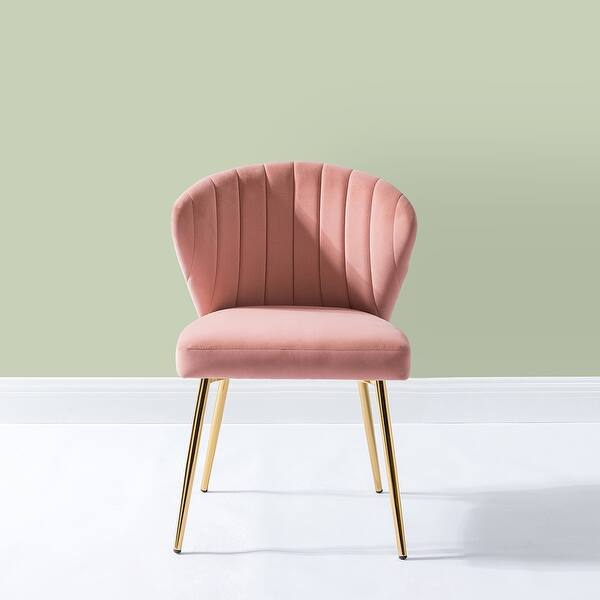 slide 2 of 107, Luna Modern Glam Upholstered Tufted Back Side Accent Dining Chair with Small Base by HULALA HOME PINK