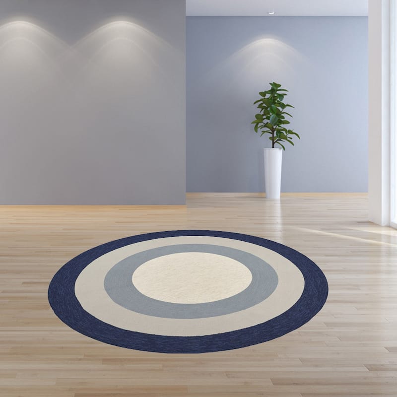 Dalo Classic Tone Weather Resistant Timeless Grace Hand-Woven Round Outdoor Rug - 7' Round