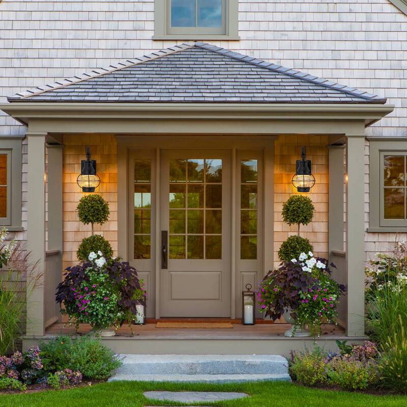 LED Outdoor Matte Black Exterior Lantern Wall Sconce Light