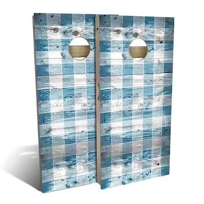 Blue Checkered Outdoor Cornhole Board Set
