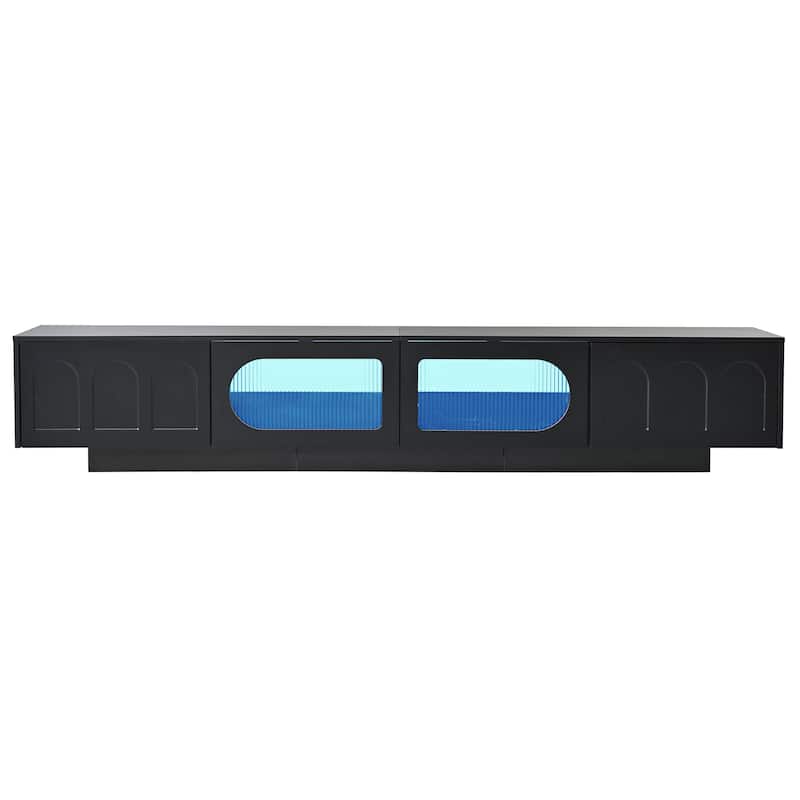 Stylish 95" TV Stand with Fluted Glass & App-Controlled LED Lights