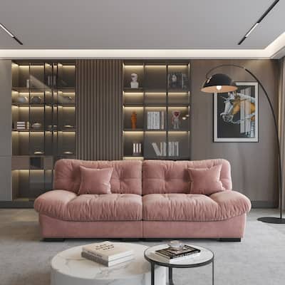 89" Fluffy Cloud Couches Sectional, Modern Minimalist Sofas With Two Pillows
