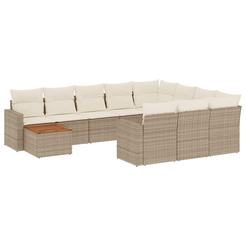 vidaXL Patio Sofa Set with Cushions Outdoor Furniture 11 Piece Poly Rattan