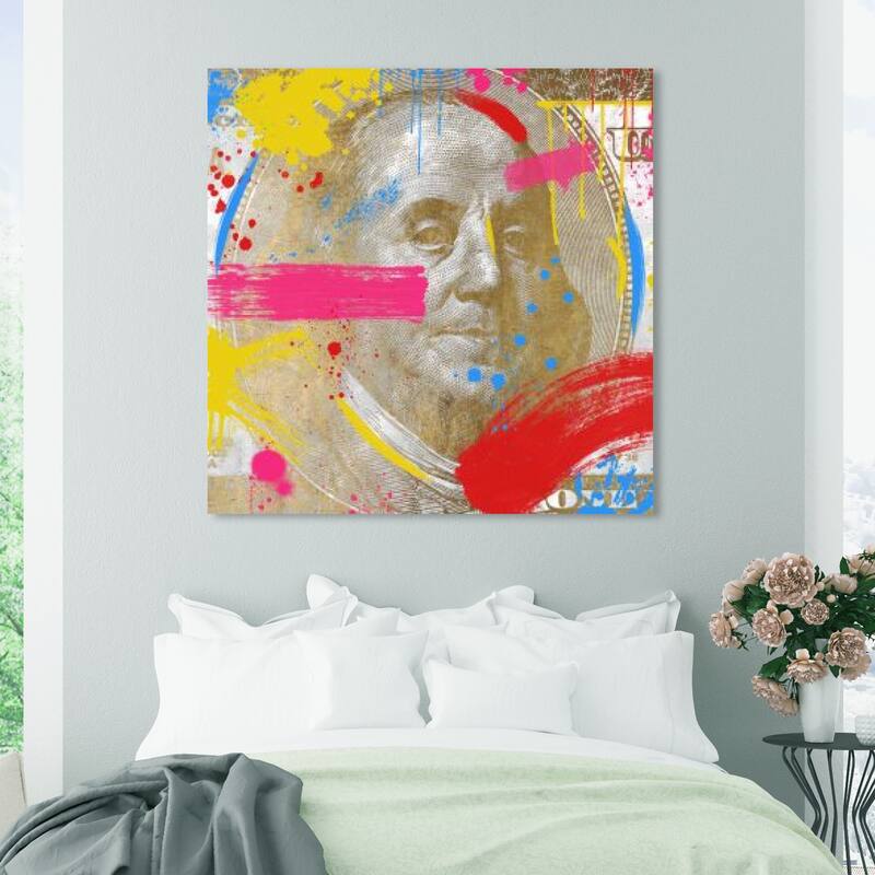 Wynwood Studio Abstract Money Techno Pop Yellow and Hot Pink Modern & Contemporary Wall Art Canvas Print - 40 x 40