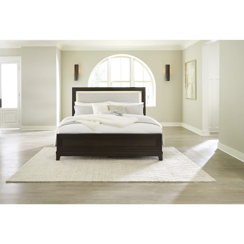 Signature Design by Ashley Neymorton Light Gray/Brown Upholstered Panel Headboard