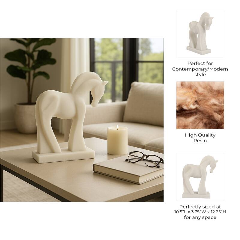 Resin Decorative Object Contemporary Horse Statue - 12" White - 12.25"