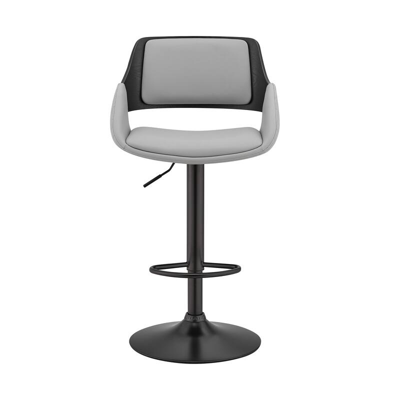 25" Comfortable Adjustable Height Faux Leather Bar Stool with Arms and Swivel Base for Kitchen Use - 43”H x 21”W x 20”D