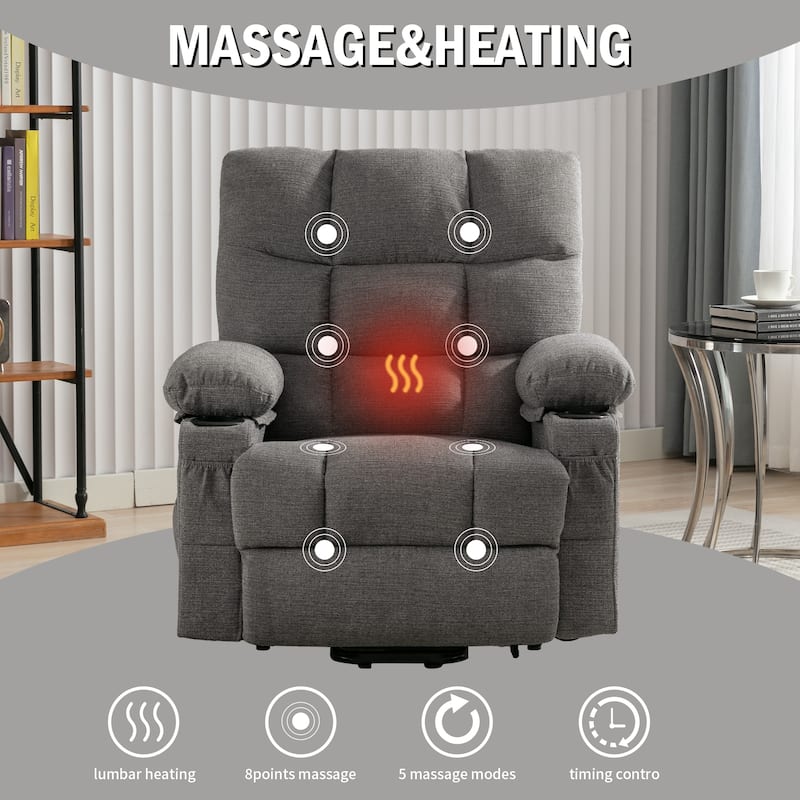 Power Lift Recliner Chair wHeat,Massage,Infinite Position and USB