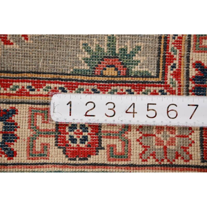 Geometric Kazak Foyer Rug Hand-Knotted Accent Wool Carpet - 2'8"x 4'0"