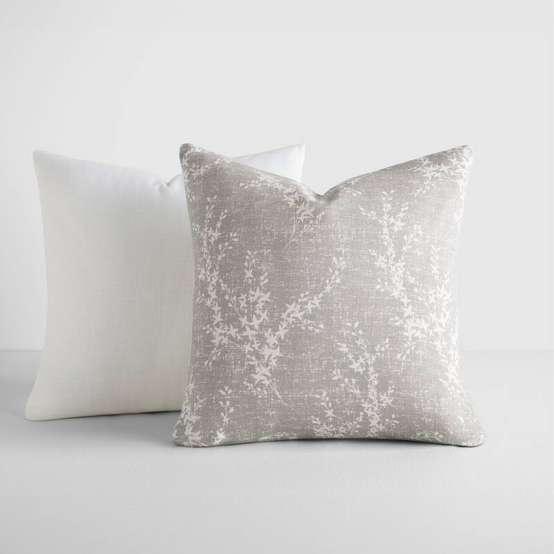 2-Pack Cotton Slub Decor Throw Pillows in Willow - Grey
