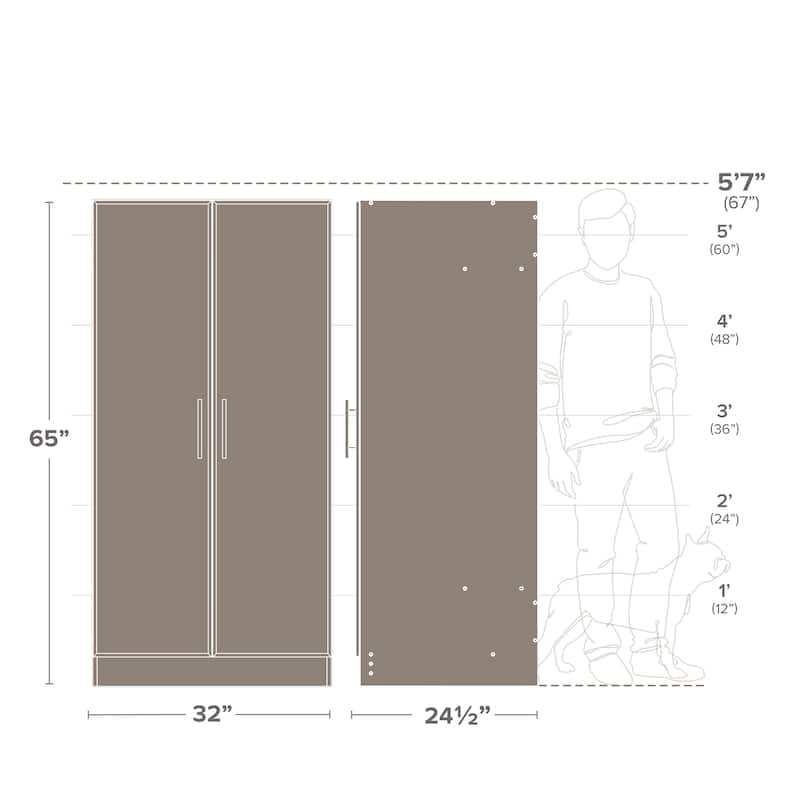 Prepac Elite Armoire Wardrobe Closet Cabinet with Hanging Rail