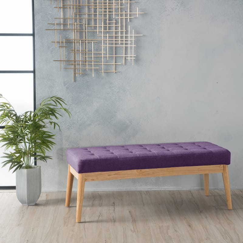 Saxon Mid-century Tufted Fabric Ottoman Bench by Christopher Knight Home - 43.00 L x 15.75 W x 17.00 H