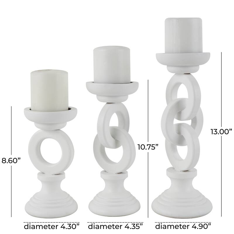 White or Black Wooden Chain Link Candle Holder (Set of 3)