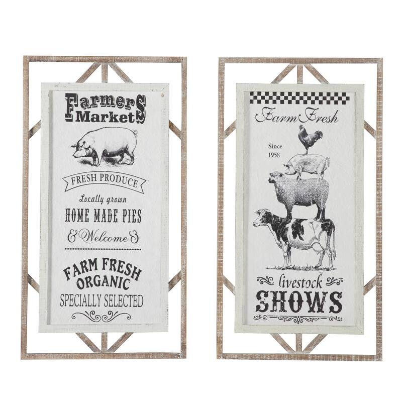Wood Sign Wall Decor - Set of 2 White - Roche River Decor