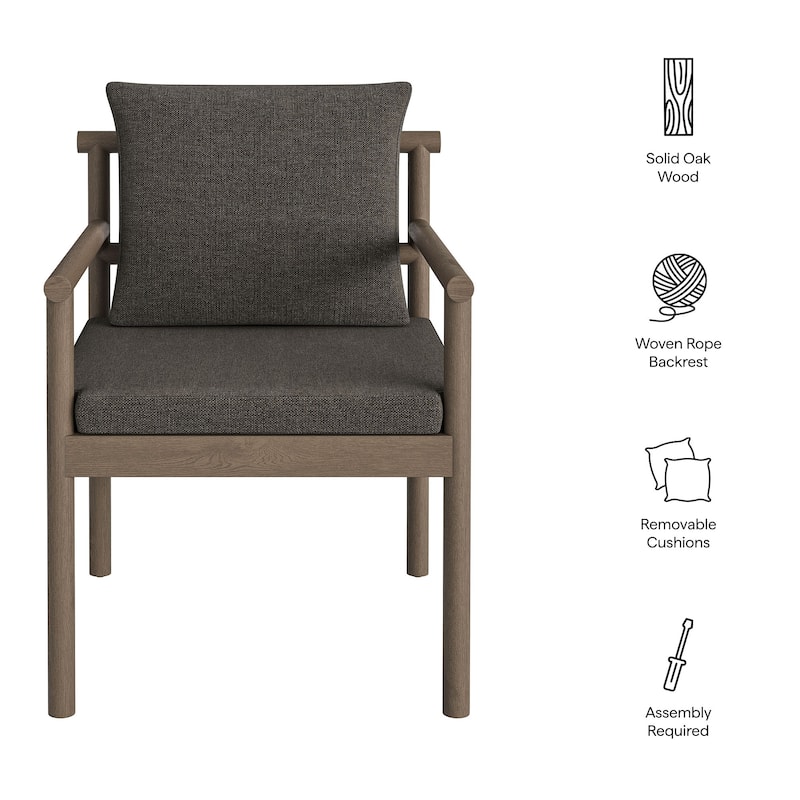 Eleni Outdoor Patio Teak Wood Rope Dining Chair