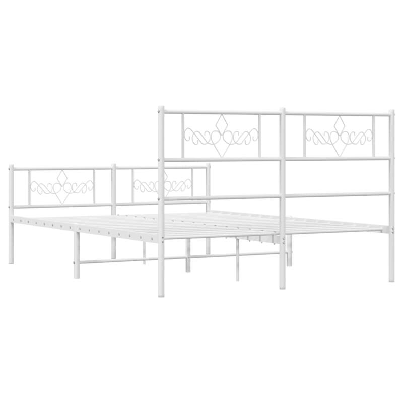 vidaXL 12 Inches White Queen Metal Bed Frame No Mattress - 81.5" x 61.4" x 35.4"