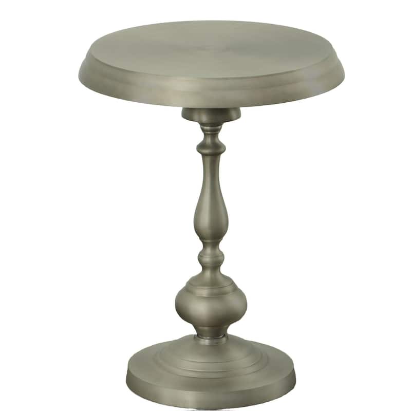 Pedestal-Style Aluminum Accent Table - 24" - Antique Nickel