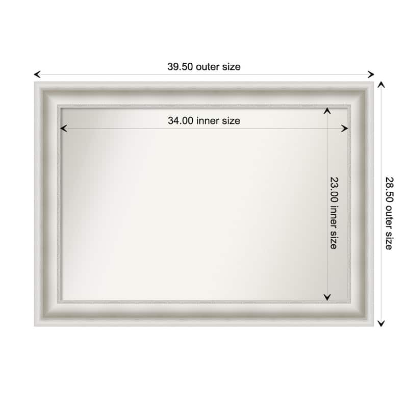 Parlor White Framed Non-Beveled Custom Wall Mirror, Bathroom Vanity Mirror - Outer Size: 39.5 x 28.5