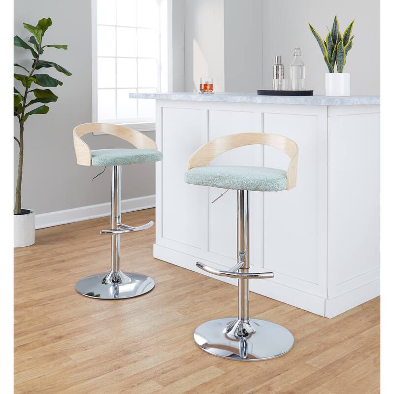 Grotto Adjustable Barstool with Chrome Base- Set Of 3