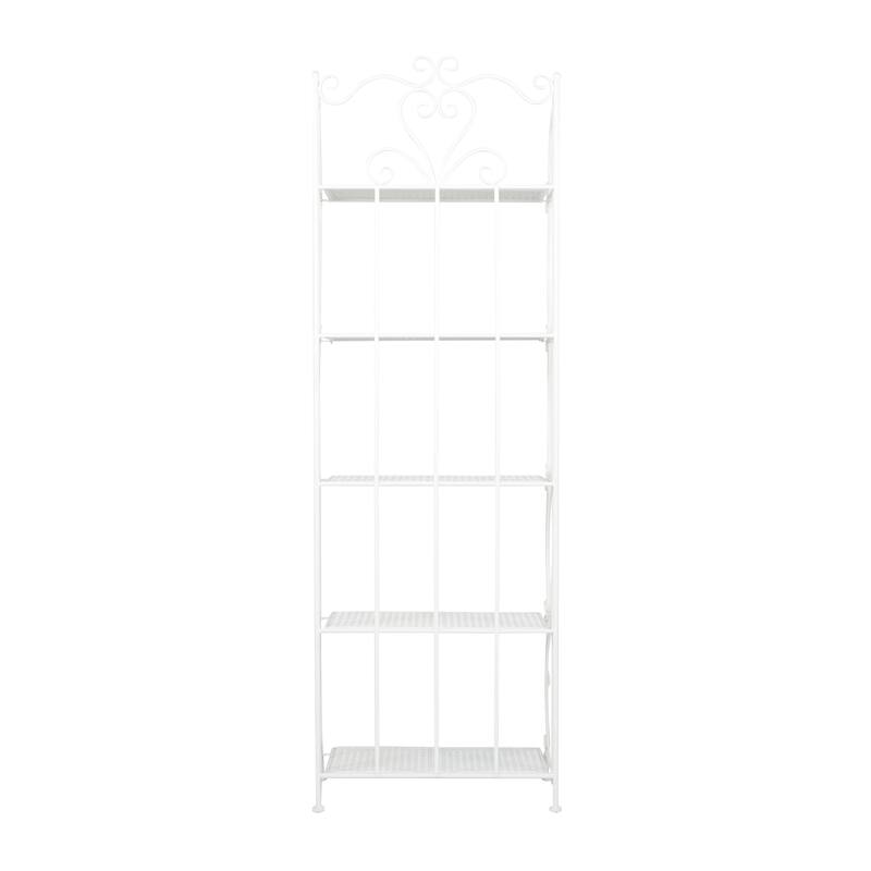 Metal Indoor Outdoor Tall Folding 5 Shelves Scroll Bakers Rack