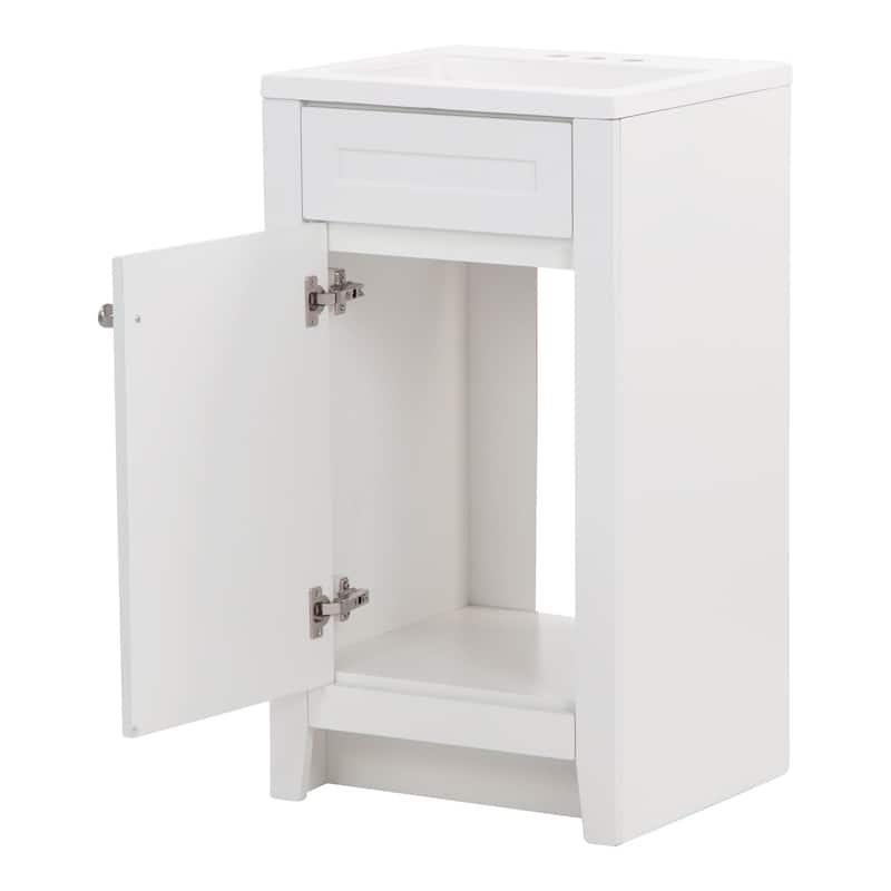 Spring Mill Cabinets Wyre 18" 1-Door Bathroom Vanity With White Sink Top