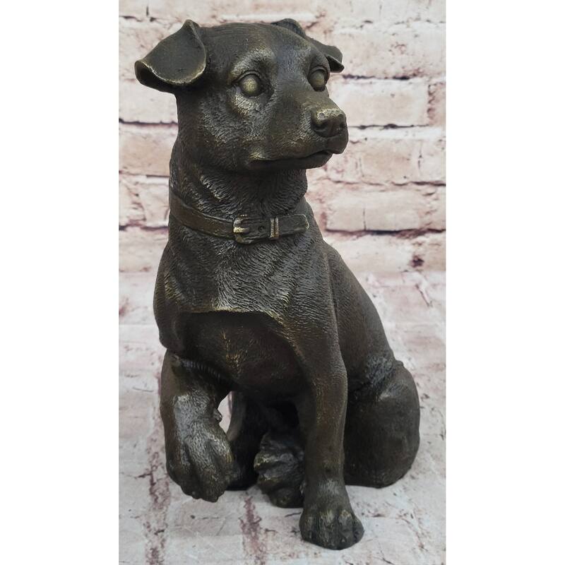 Handmade Bronze Jack Russell Terrier Puppy Dog Figurine Sculpture Signed Art Decor