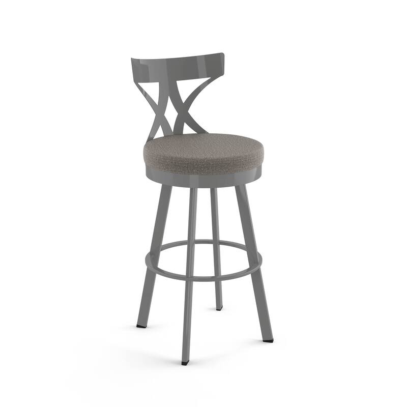 Amisco Washington Swivel Counter Stool - Silver Grey Polyester/Glossy Grey Metal