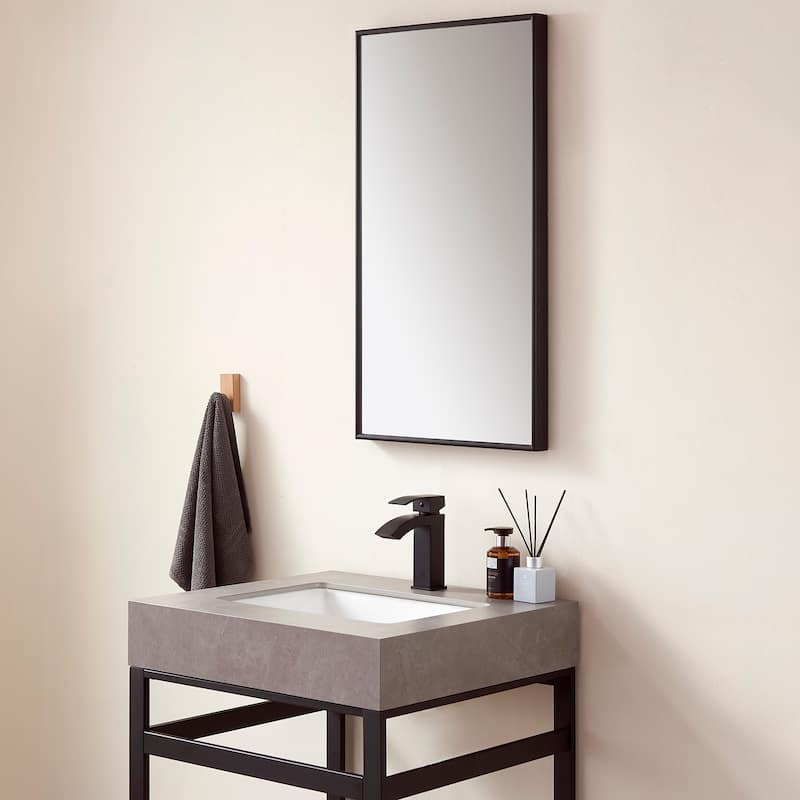 Viella 18" Bathroom Vanity Aluminum Framed Wall Mirror in Black