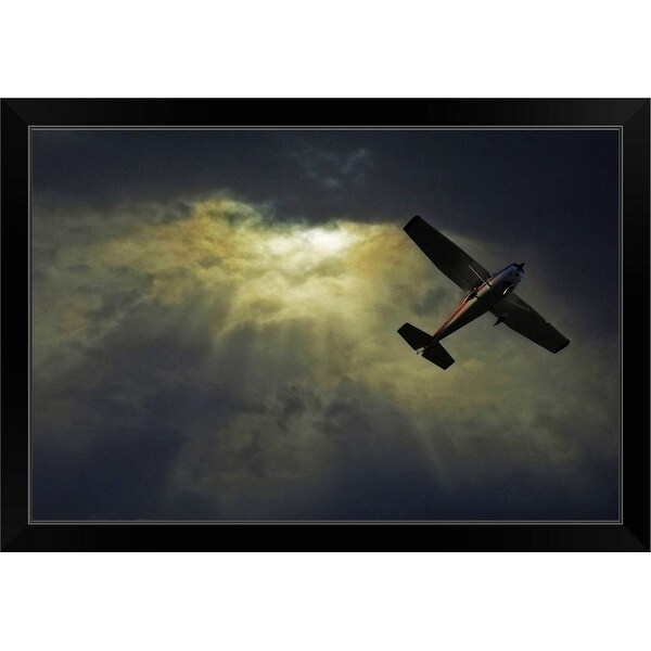 Shop Image Of An Airplane Flying Over Sunset Sky Black Framed