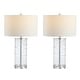 preview thumbnail 34 of 41, Coco 27.5" Modern Fused Glass Cylinder LED Table Lamp, Turquoise (Set of 2) by JONATHAN Y