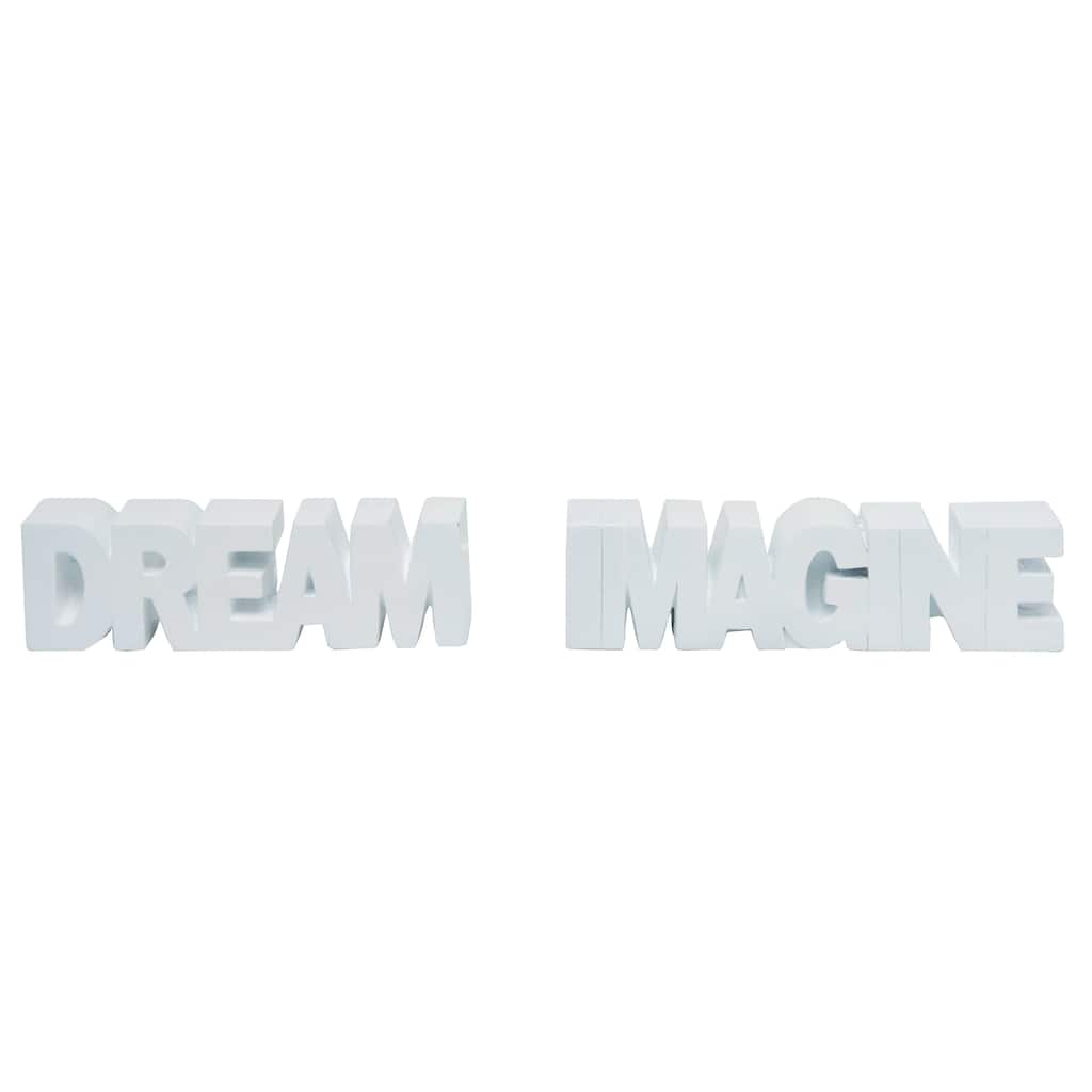 Transpac Resin 8 in. Off-White Spring Dream and Imagine Bookends Set of 2