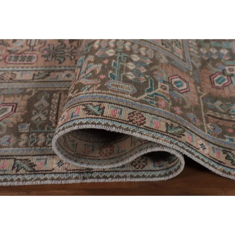 Tabriz Persian Vintage Rug Hand-Knotted Geometric Wool Carpet - 9'7"x 12'6"