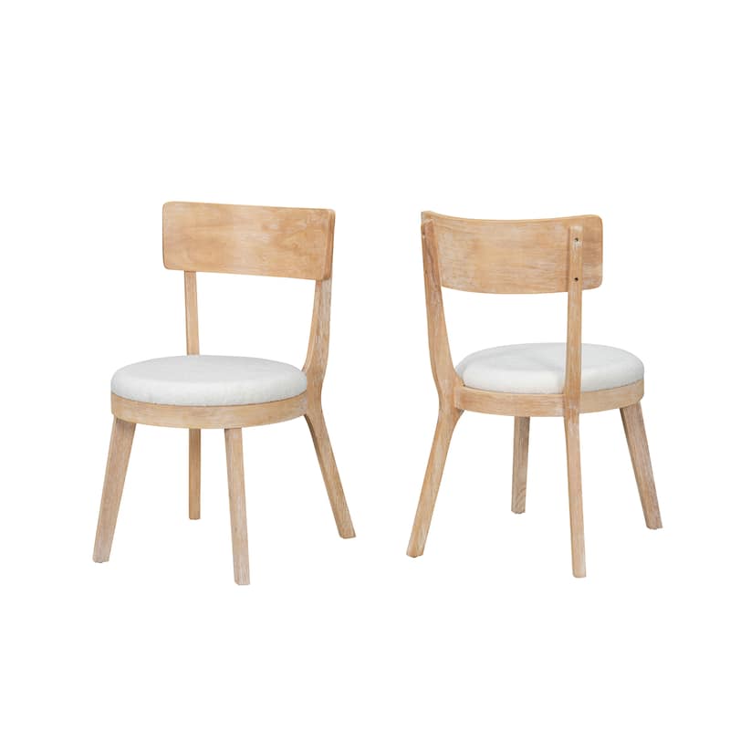 Set Of 2 Modern Upholstered Dining Chairs, Rubberwood,Natural+Beige - Beige+Natural