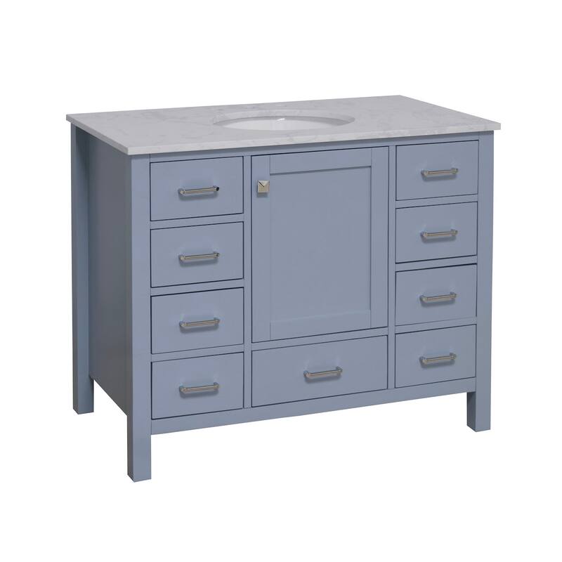 KitchenBathCollection Horizon 42" Bathroom Vanity with Engineered Carrara Top