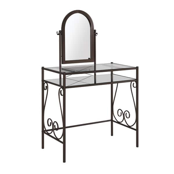 metal dressing table stool Dycanpo Gray Vanity Stool Vanity Chair with Velvet Upholstered, Metal Legs for Living Room, Adult