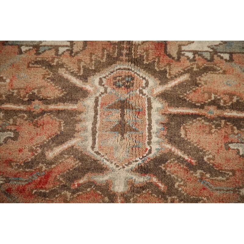 Hand Knotted Oriental 100% Wool Carpet Traditional Medallion Oranges & Rust Heriz Area Rug - 10' 8'' X 8' 4''