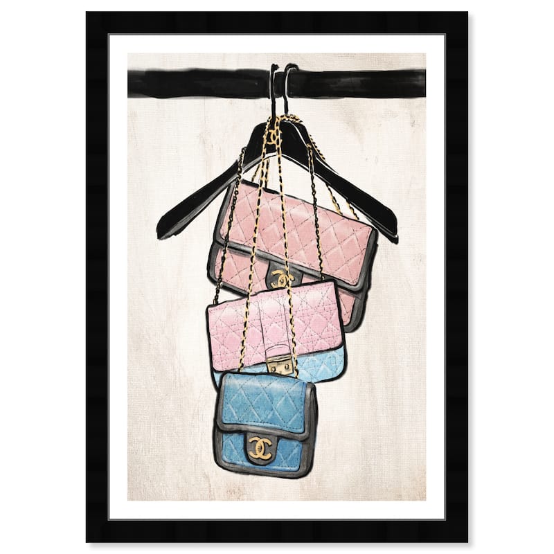 Wynwood Studio 'Closet Purses' Fashion and Glam Wall Art Framed Print Handbags - Pink, Blue