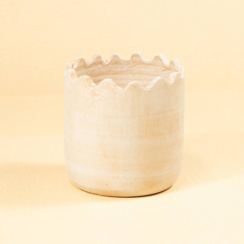 Medium Wave Accent Pot - 12" - Beige