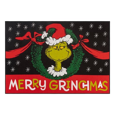 Licensed Dr Seuss Grinch "Merry Grinchmas" Christmas Novelty Area Rug - 54"x78"