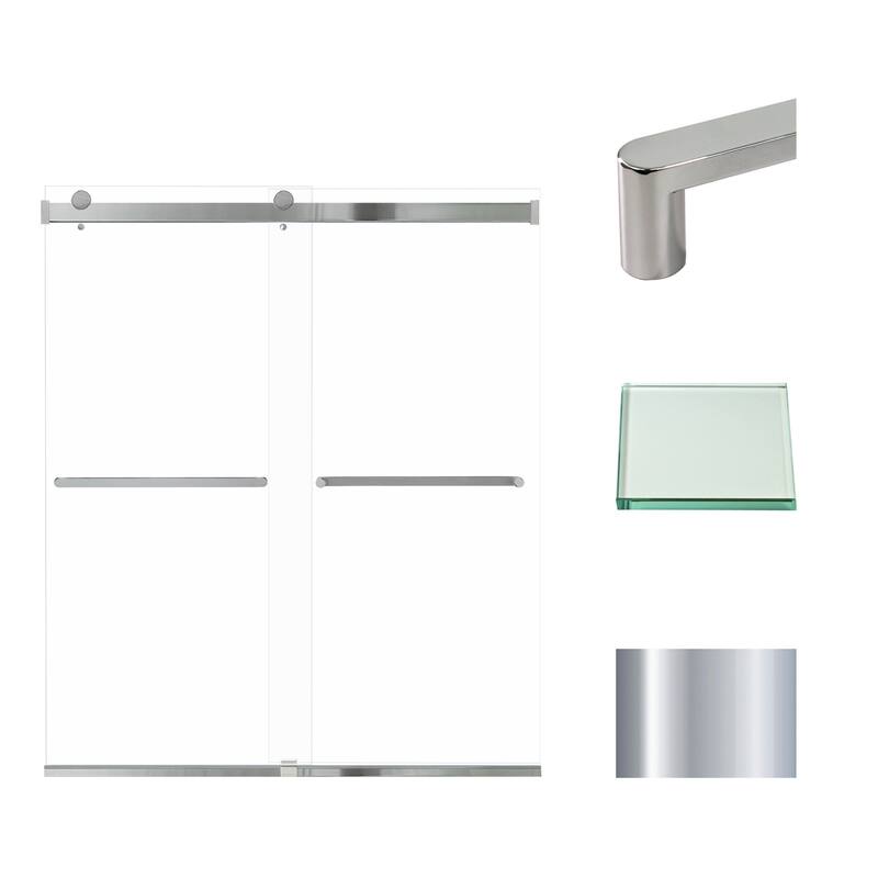 Transolid BRP607008C-R 70" High x 60" Wide Bypass Frameless Shower - Polished Chrome