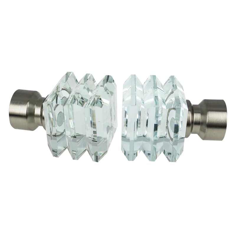 Meriville 1-Inch Diameter Lione Double Window Curtain Rod, Crystal Finial