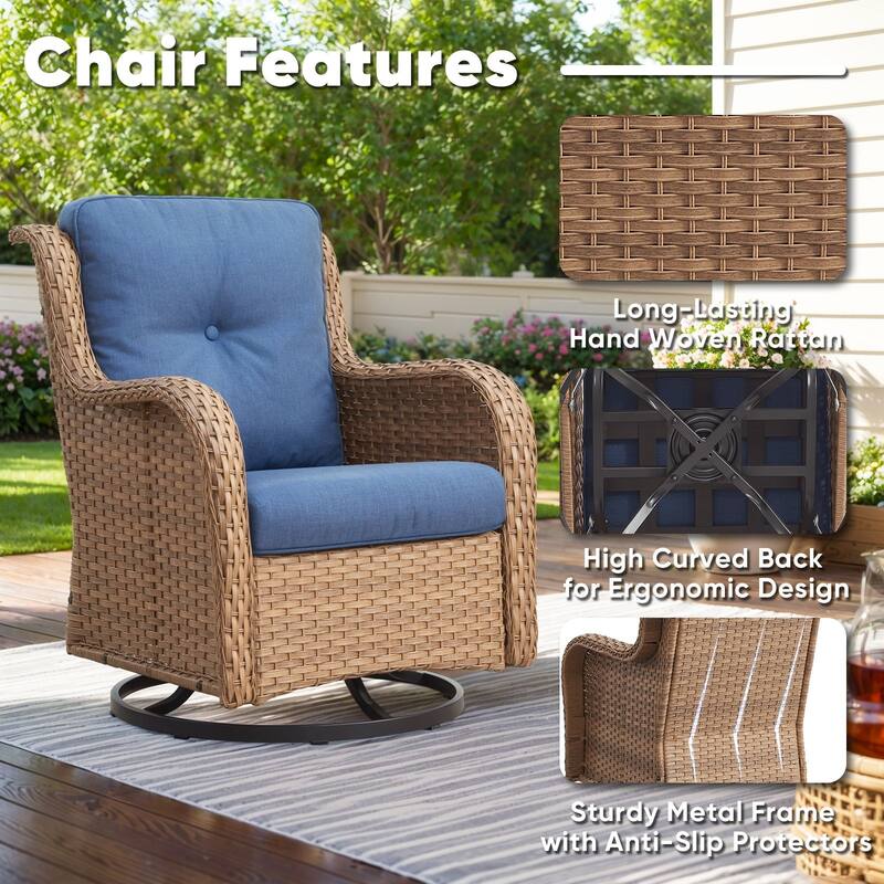Outdoor Swivel Chairs Patio Rocker Glider Chairs with Coffee Table