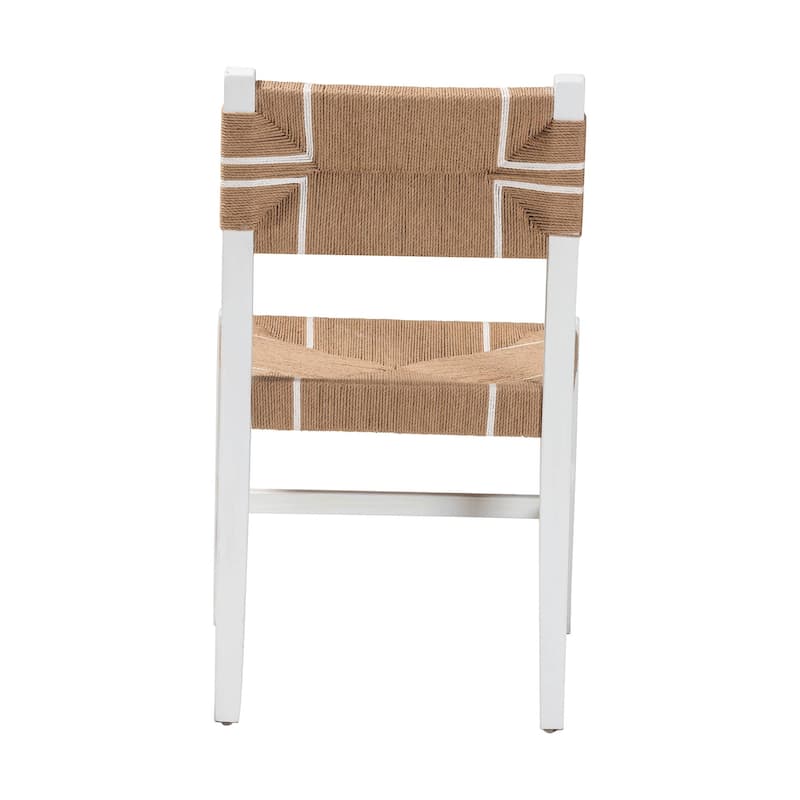 Talli Bohemian Paper Loom and White Mahogany Wood Dining Chair