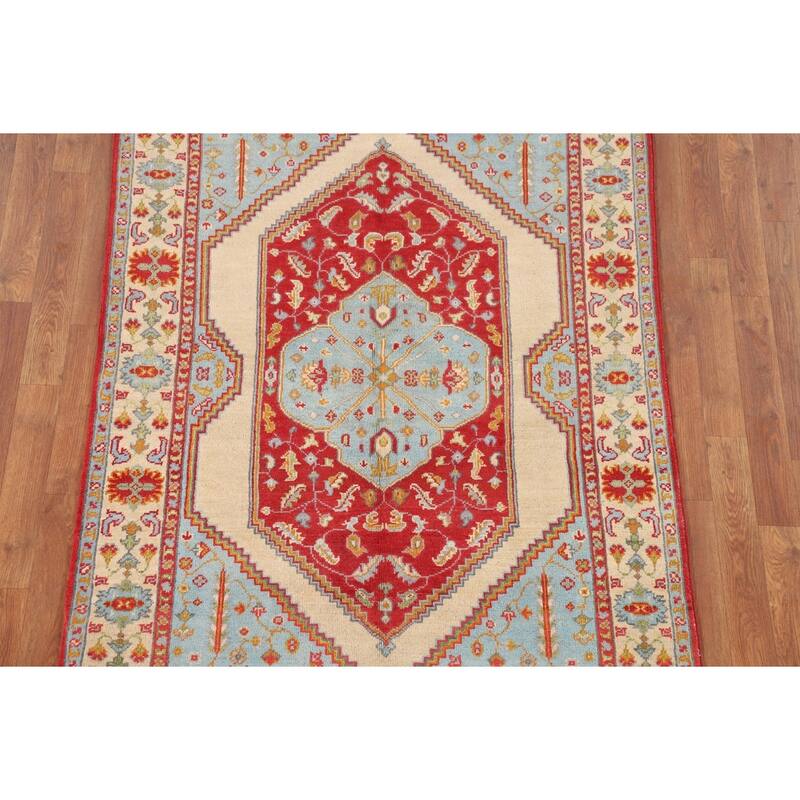Kazak Oriental Area Rug Handmade Blue Wool Carpet - 4'0"x 5'11"
