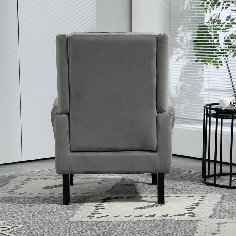 Transitional Wingback Accent Chair Armchair with Sturdy Wood Legs