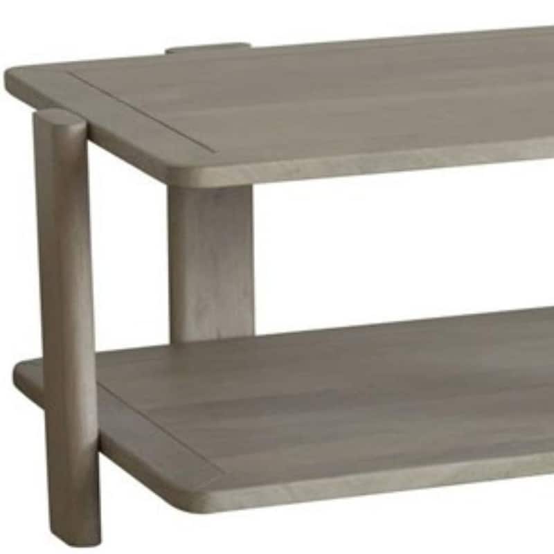 HomeRoots 45" Natural Solid Wood Distressed Coffee Table With Shelf - 44.50 in. x 18.00 in. x 26.50 in.