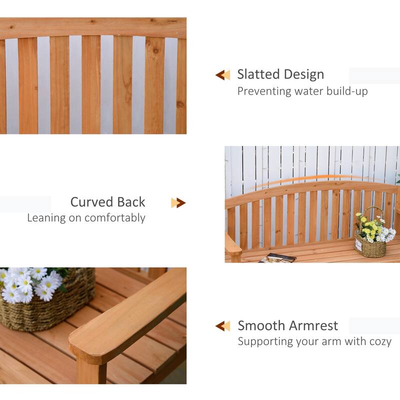 Outsunny 4.6' Wooden Garden Bench, 3 Seater Outdoor Patio Seat with Slatted Design for Deck, Porch or Garden, Natural